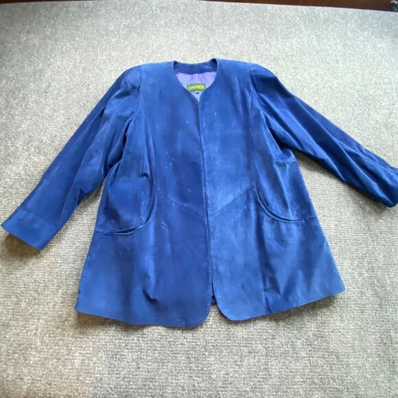 Danier‎ Suede Jacket Womens Small Royal Blue 
Leather Open Front Blazer Classic - Picture 6 of 14